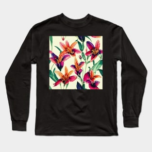 Tropical flower pattern Long Sleeve T-Shirt